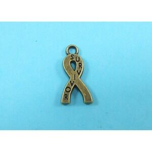 6pcs Survivor‎ Awareness Ribbon Charms Bronze Tone